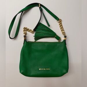 Michael Kors Vibrant Green Crossbody Bag with Gold Chain